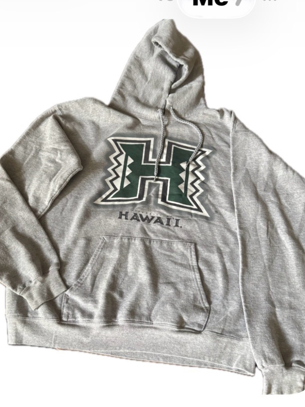 University of Hawaii | Hanes Gray Hoodie with Dark Green Logo | M |